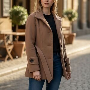 Indigo Saints Women’s Pea Coat with Belt – Size M